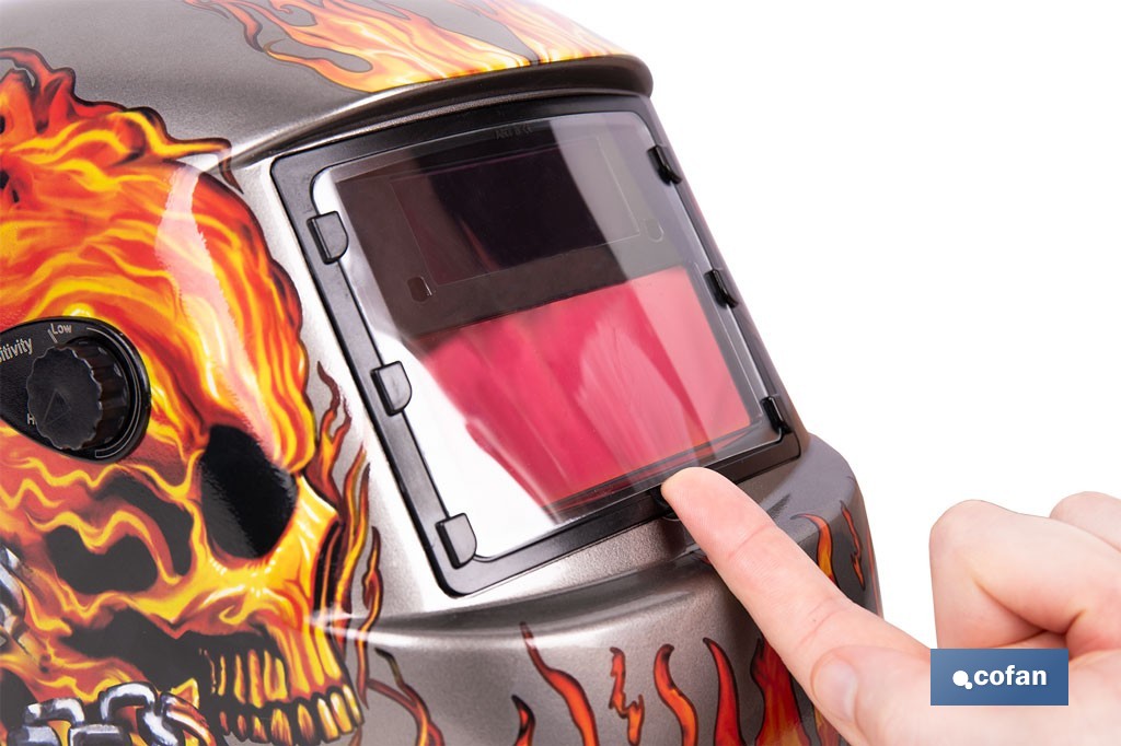 Cofan – Casco de Soldadura Automático Fire Skull Solar DIN 9-13 | Para ARC, MIG, MAG y TIG
