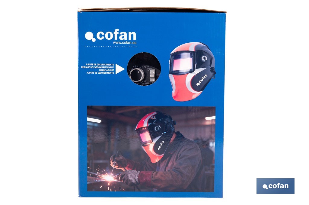 Cofan – Casco de Soldadura Automático Red Surfing Solar DIN 9-13 | 4 Sensores y Visor Amplio