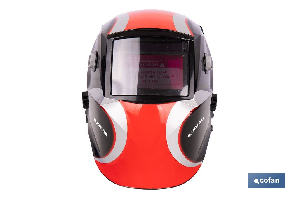 Cofan – Casco de Soldadura Automático Red Surfing Solar DIN 9-13 | 4 Sensores y Visor Amplio