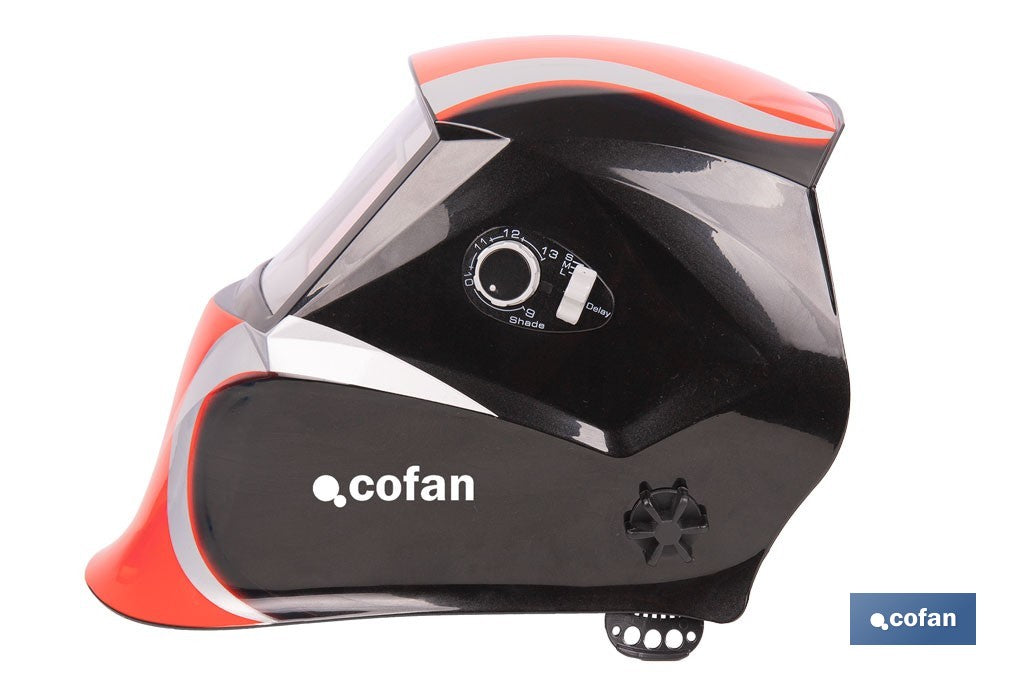 Cofan – Casco de Soldadura Automático Red Surfing Solar DIN 9-13 | 4 Sensores y Visor Amplio