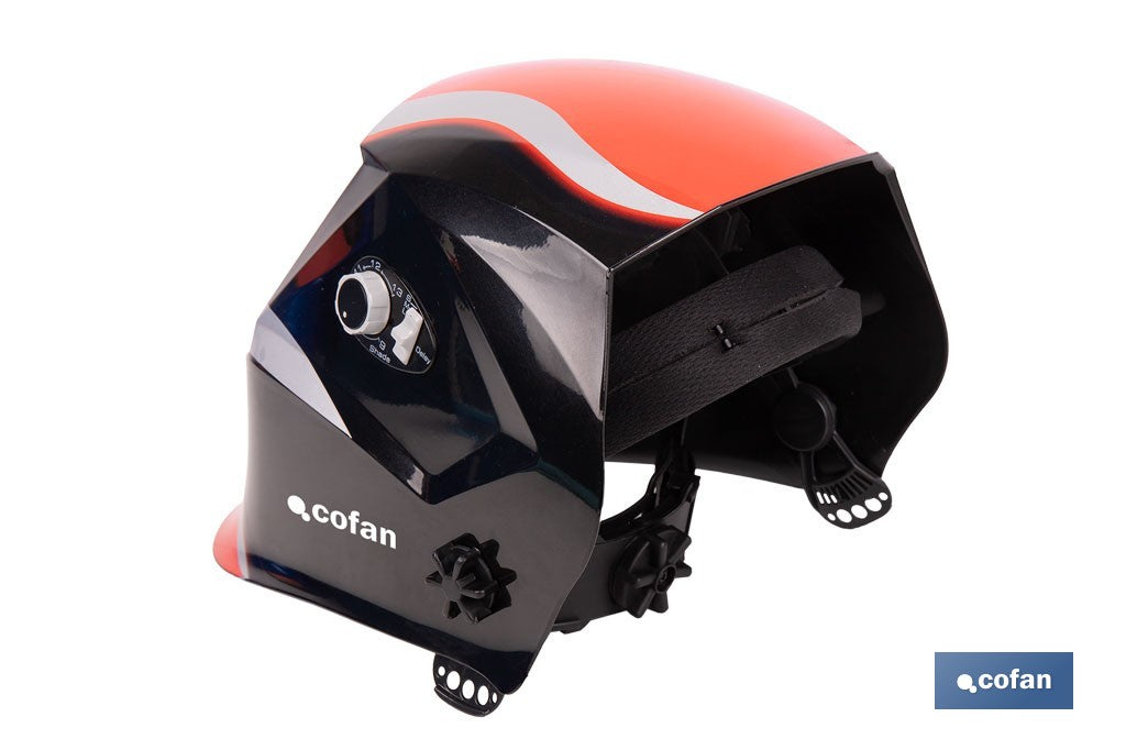 Cofan – Casco de Soldadura Automático Red Surfing Solar DIN 9-13 | 4 Sensores y Visor Amplio