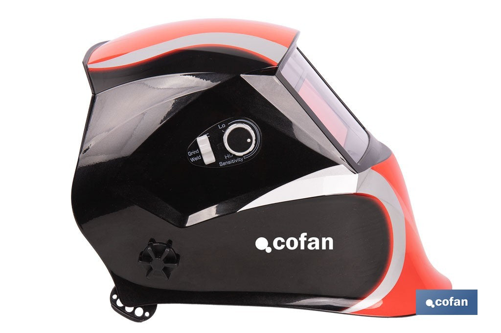 Cofan – Casco de Soldadura Automático Red Surfing Solar DIN 9-13 | 4 Sensores y Visor Amplio