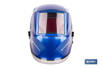 Cofan – Casco de Soldadura Automático Blue Flying Shark Solar DIN 4-9 / 9-13 | 4 Sensores y Visor Panorámico