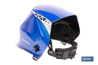 Cofan – Casco de Soldadura Automático Blue Flying Shark Solar DIN 4-9 / 9-13 | 4 Sensores y Visor Panorámico