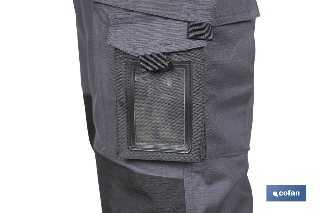 Cofan – Pantalón de Trabajo Heimdall Gris Oscuro y Negro | Elástico y Reforzado | Multibolsillos