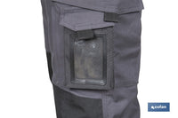 Cofan – Pantalón de Trabajo Heimdall Gris Oscuro y Negro | Elástico y Reforzado | Multibolsillos