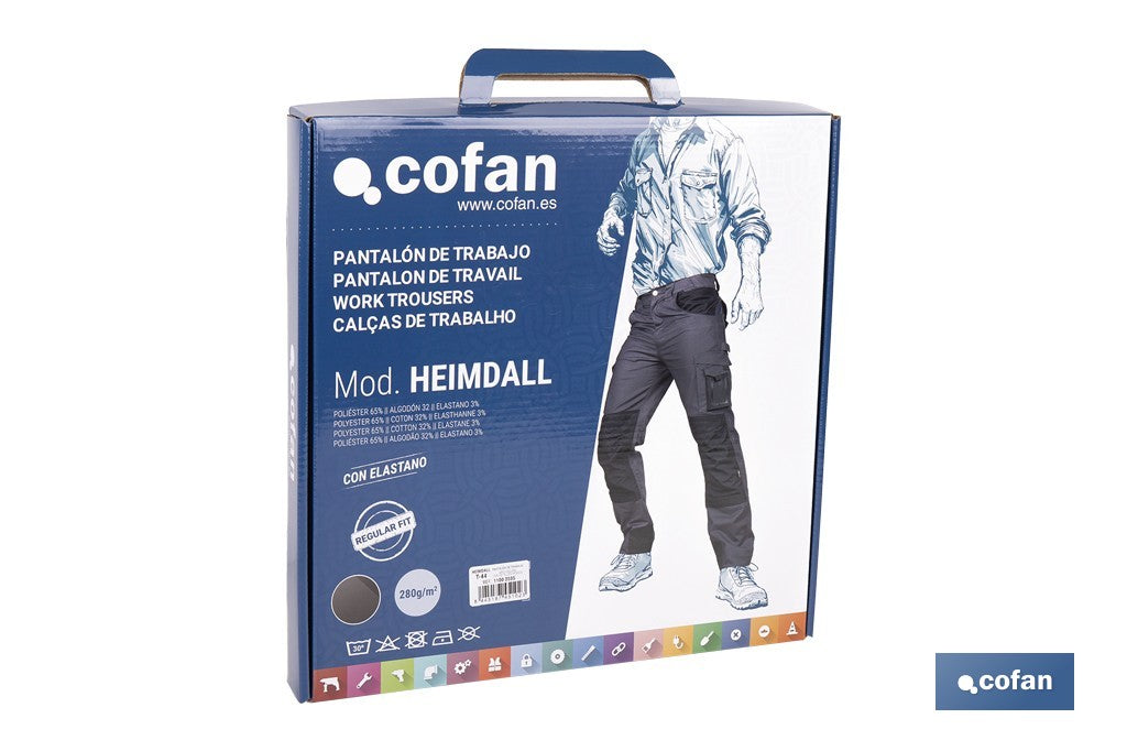 Cofan – Pantalón de Trabajo Heimdall Gris Oscuro y Negro | Elástico y Reforzado | Multibolsillos