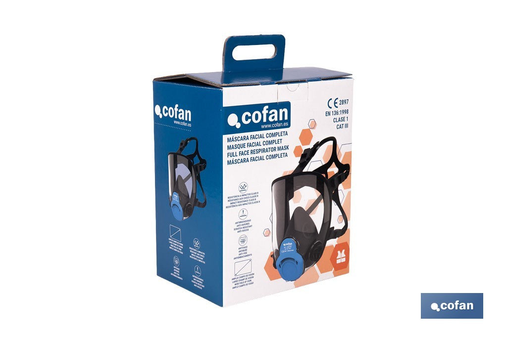 Cofan – Máscara Completa Clase 1 para Doble Filtro Lateral | Visor Alta Protección EN 136 y EN 166