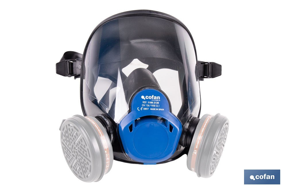 Cofan – Máscara Completa Clase 1 para Doble Filtro Lateral | Visor Alta Protección EN 136 y EN 166