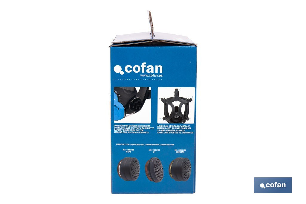 Cofan – Máscara Completa Clase 1 para Doble Filtro Lateral | Visor Alta Protección EN 136 y EN 166