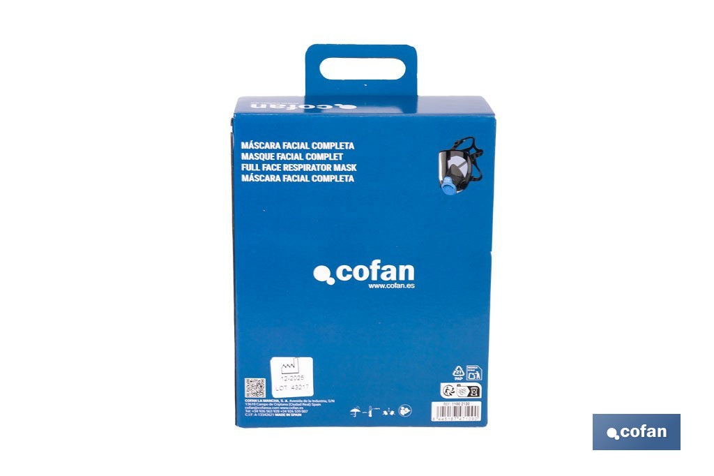Cofan – Máscara Completa Clase 1 para Doble Filtro Lateral | Visor Alta Protección EN 136 y EN 166