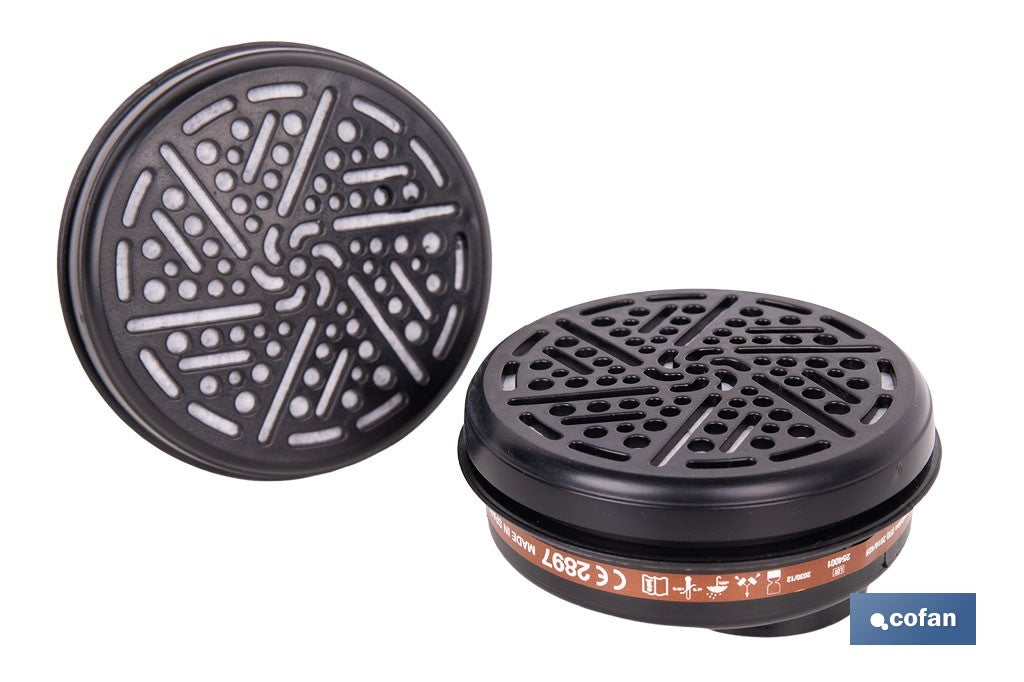 Cofan – Set de 2 Filtros A1 para Máscara Completa | Protección Gases y Vapores Químicos