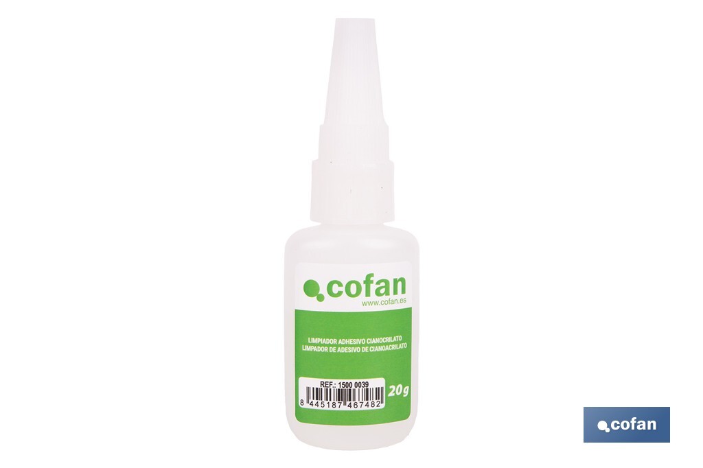 Cofan – Limpiador de Adhesivo Cianoacrilato de 20 g | Disolvente Profesional | Eliminación Rápida y Segura de Pegamentos Instantáneos