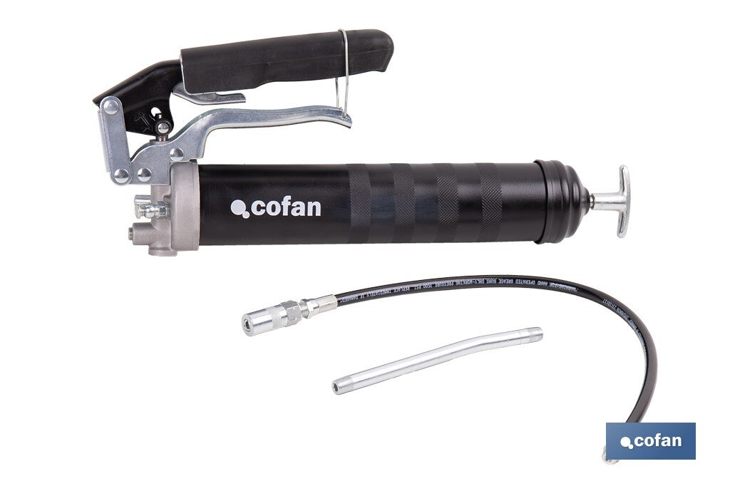 Cofan – Bomba de Engrase Dual Tipo Pistola y Palanca | Hasta 7000 PSI | Compatible con Cartucho 400 g o Grasa a Granel | Uso Profesional