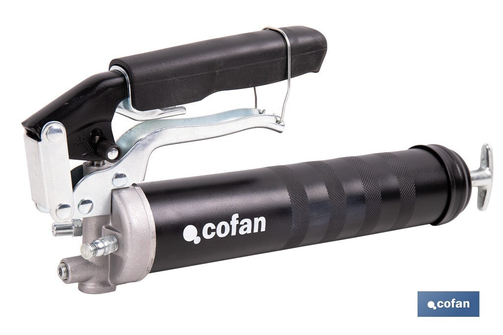 Cofan – Bomba de Engrase Dual Tipo Pistola y Palanca | Hasta 7000 PSI | Compatible con Cartucho 400 g o Grasa a Granel | Uso Profesional