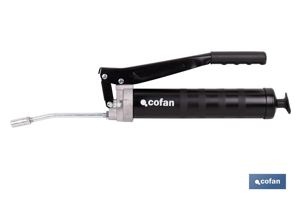 Cofan – Bomba de Engrase Profesional de Doble Pistón | Alta Presión 6000 PSI | Capacidad 400 g | Uso Intensivo y Volumen Elevado