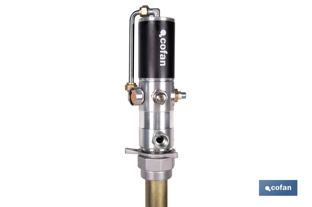 Cofan – Bomba Neumática Lubricante 3:1 | Caudal 14 LPM | Hasta 10 Bares | Para Bidones de 60 o 205 Litros | Uso Industrial Continuo