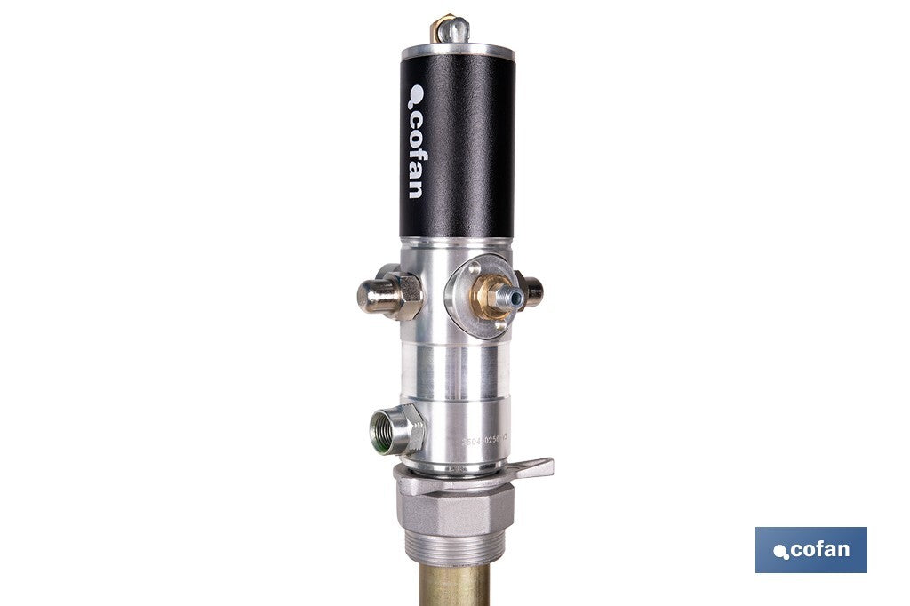 Cofan – Bomba Neumática Lubricante 3:1 | Caudal 14 LPM | Hasta 10 Bares | Para Bidones de 60 o 205 Litros | Uso Industrial Continuo