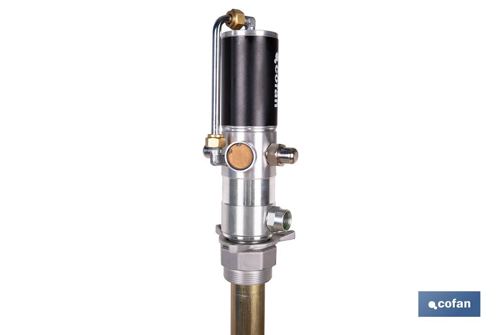 Cofan – Bomba Neumática Lubricante 3:1 | Caudal 14 LPM | Hasta 10 Bares | Para Bidones de 60 o 205 Litros | Uso Industrial Continuo