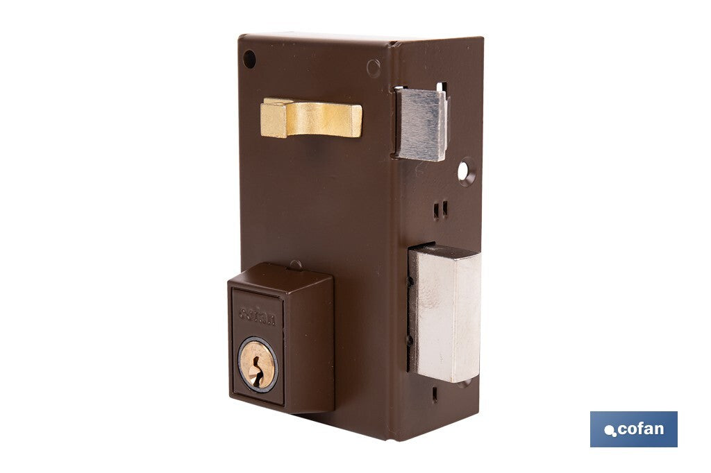 Cofan – Cerradura de Sobreponer de Derecha | Modelo 56A | Cilindro Ø25 mm | Incluye 3 Llaves | 60 y 70 mm