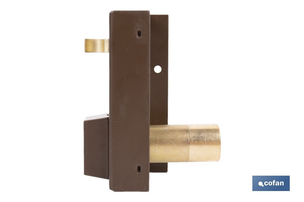 Cofan – Cerradura de Sobreponer de Izquierda | Modelo 56A | Cilindro Ø25 mm | Incluye 3 Llaves | 60 y 70 mm