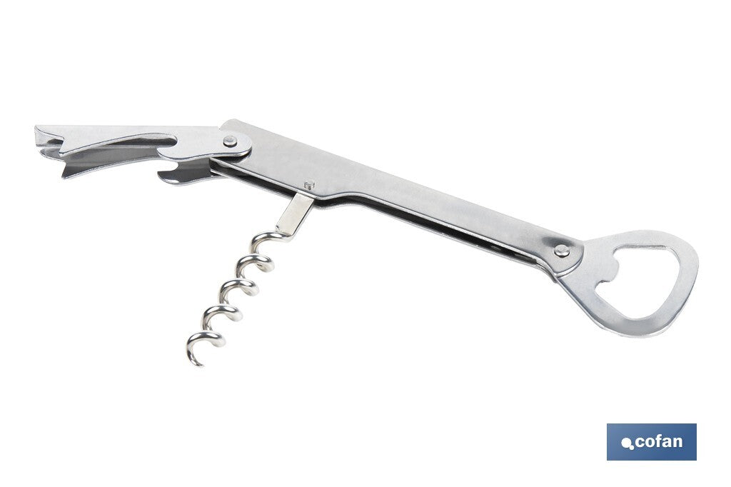 Cofan – Sacacorchos con Abridor | Acero Inoxidable | Uso Profesional | Diseño Compacto 14 cm
