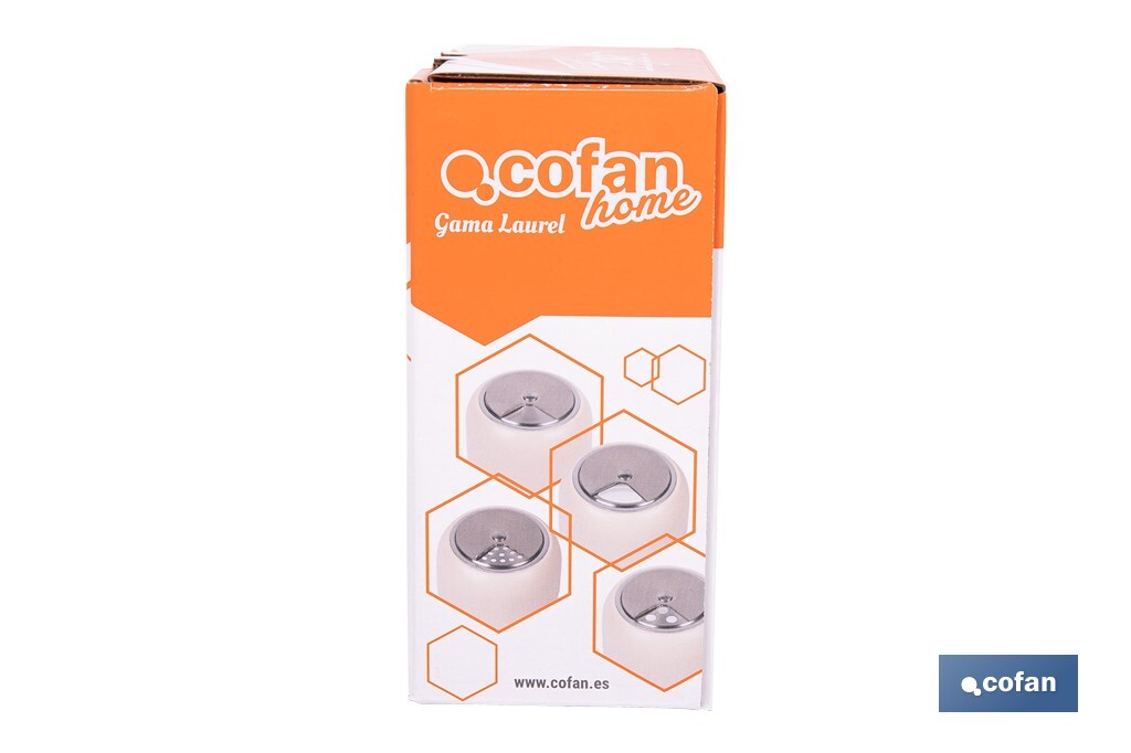 Cofan – Set de Salero y Pimentero con Soporte | Vidrio Borosilicato | Tapas Beige | 120 ml | Juego de 2 Piezas | Dosificación Controlada