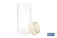 Cofan – Bote de Vidrio Borosilicato con Tapa Beige | 1,3 L | Cierre Hermético a Presión | Conservación de Alimentos