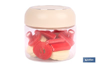 Cofan – Bote de Vidrio Borosilicato con Tapa Beige | 400 ml | Cierre Hermético a Presión | Conservación de Especias y Snacks