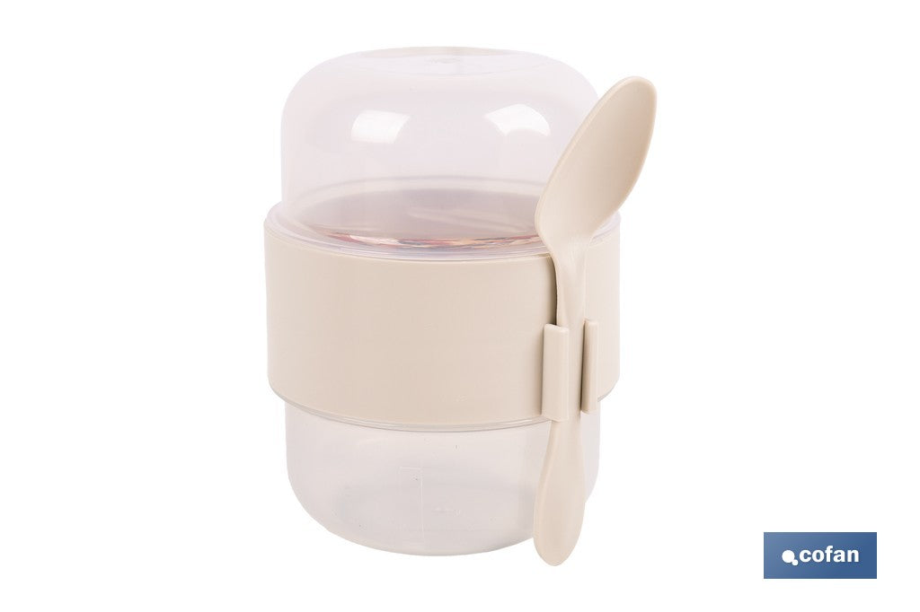 Cofan – Set de 3 Recipientes para Cereales 200+200 ml | Con Tapa y Cuchara | Colores Surtidos