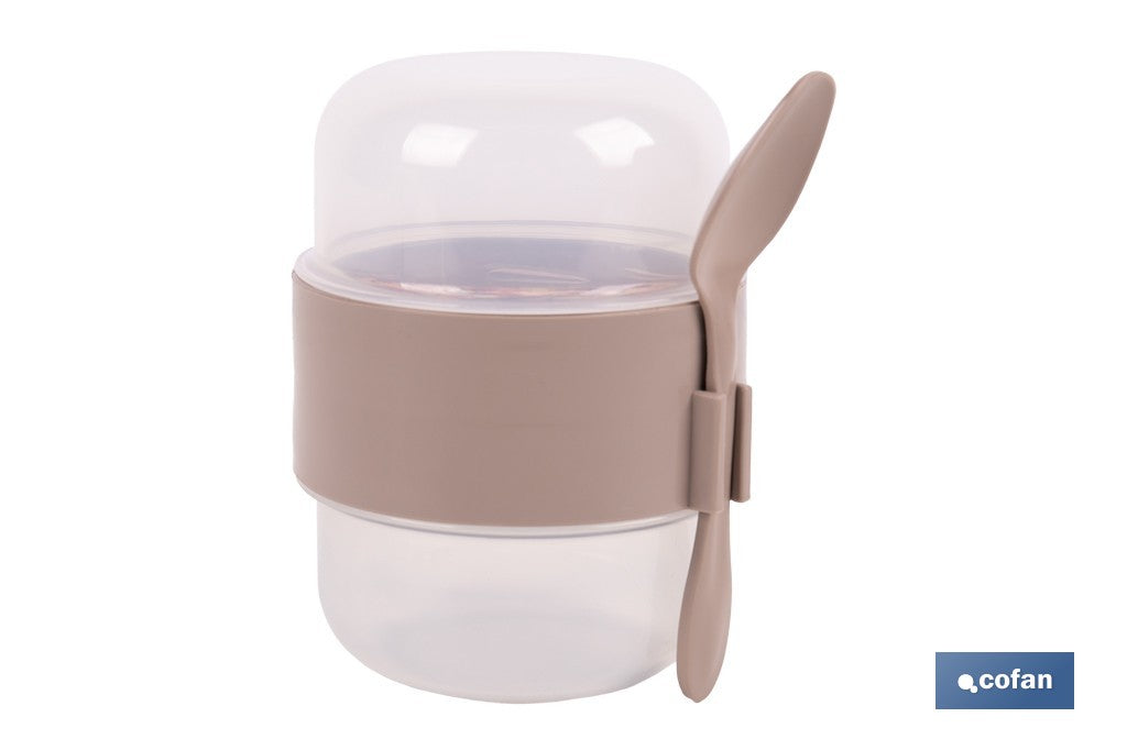 Cofan – Set de 3 Recipientes para Cereales 200+200 ml | Con Tapa y Cuchara | Colores Surtidos