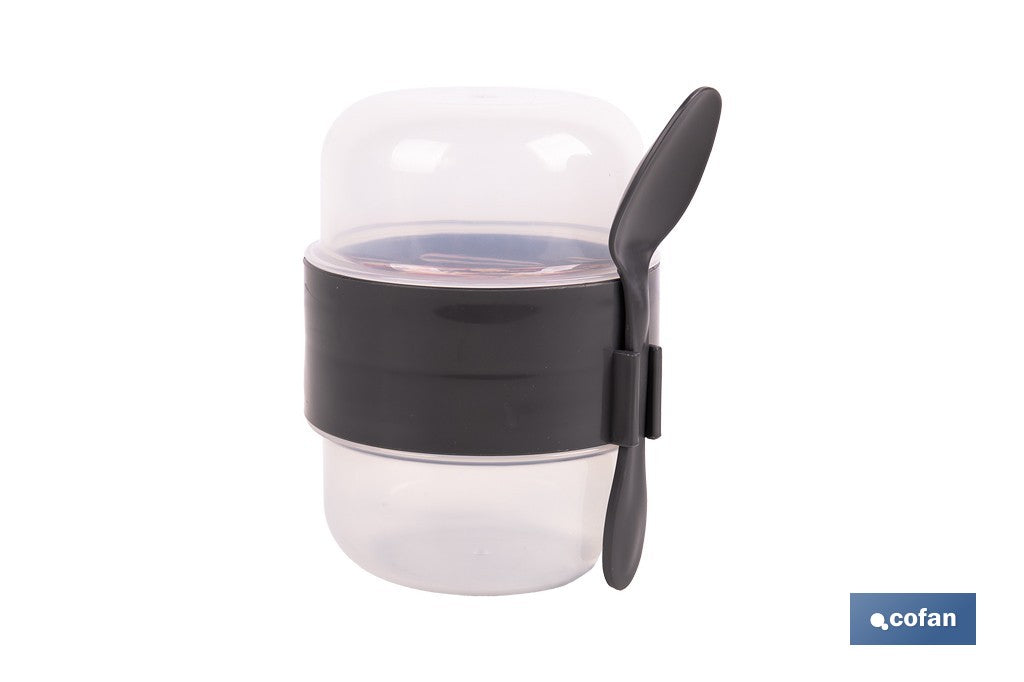 Cofan – Set de 3 Recipientes para Cereales 200+200 ml | Con Tapa y Cuchara | Colores Surtidos