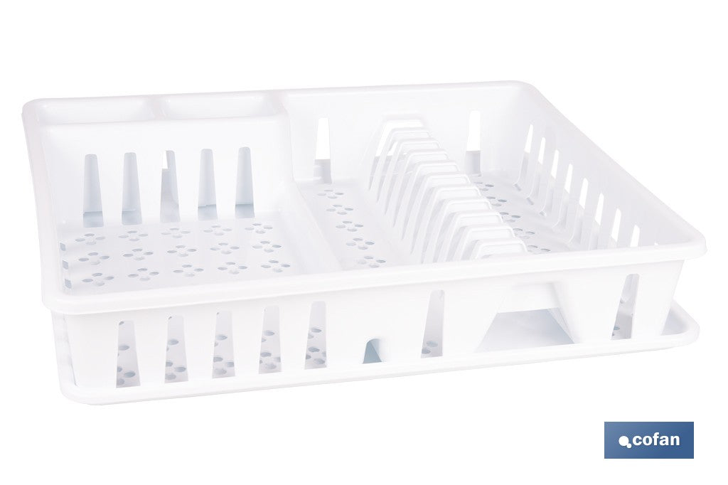 Cofan – Escurreplatos Blanco con Bandeja | Gran Capacidad | 48 x 38 x 9,5 cm