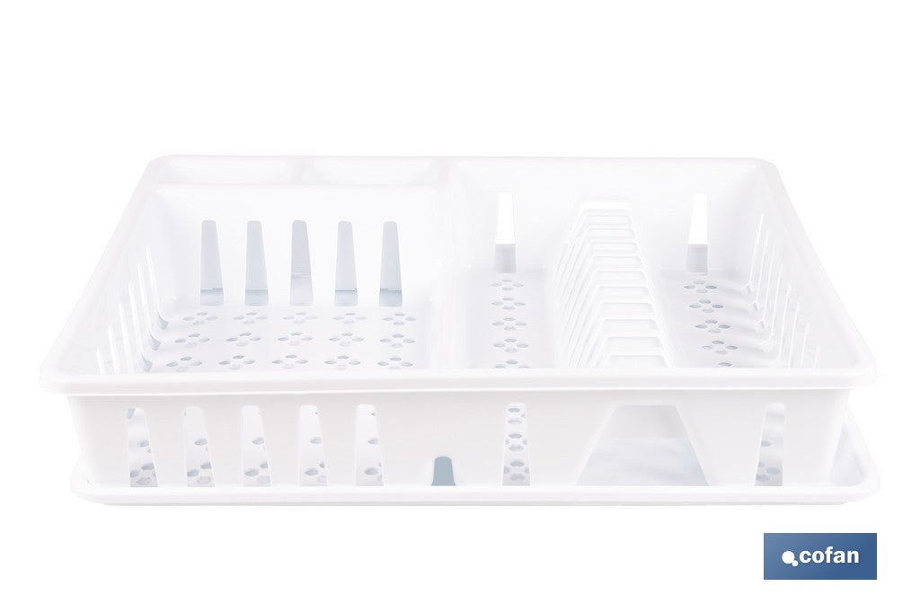 Cofan – Escurreplatos Blanco con Bandeja | Gran Capacidad | 48 x 38 x 9,5 cm