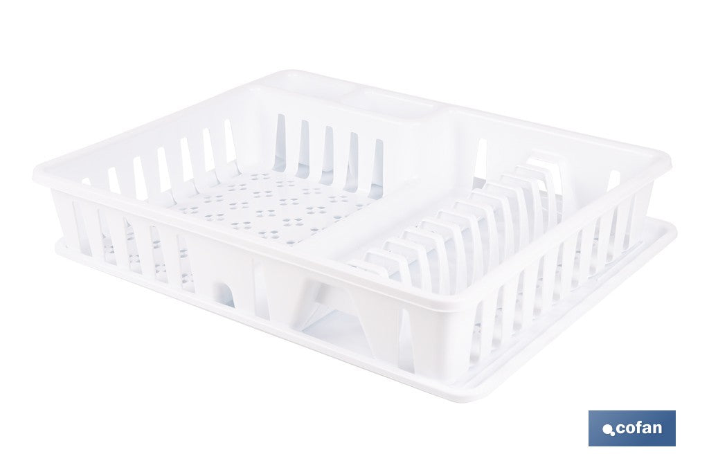 Cofan – Escurreplatos Blanco con Bandeja | Gran Capacidad | 48 x 38 x 9,5 cm