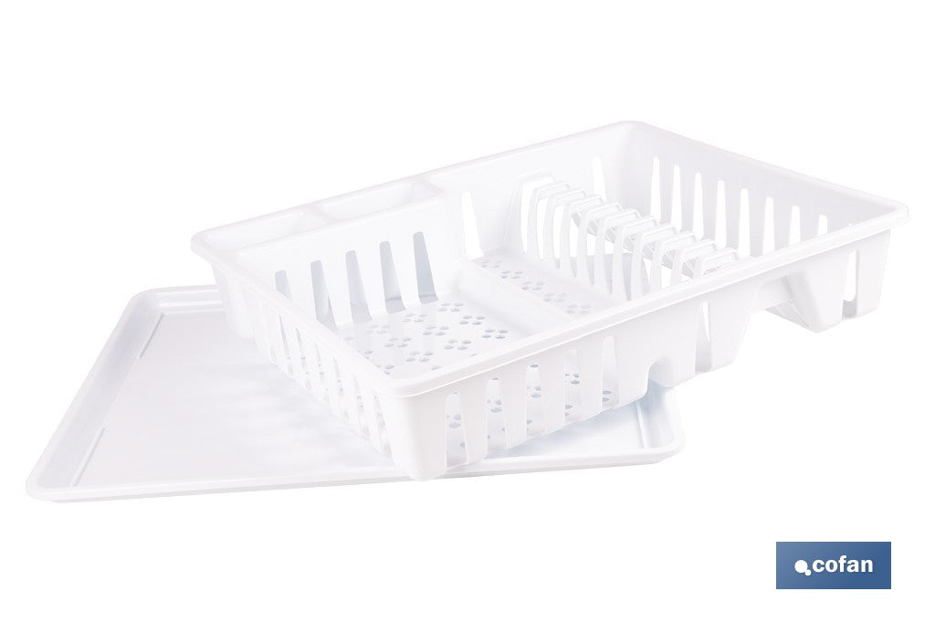 Cofan – Escurreplatos Blanco con Bandeja | Gran Capacidad | 48 x 38 x 9,5 cm