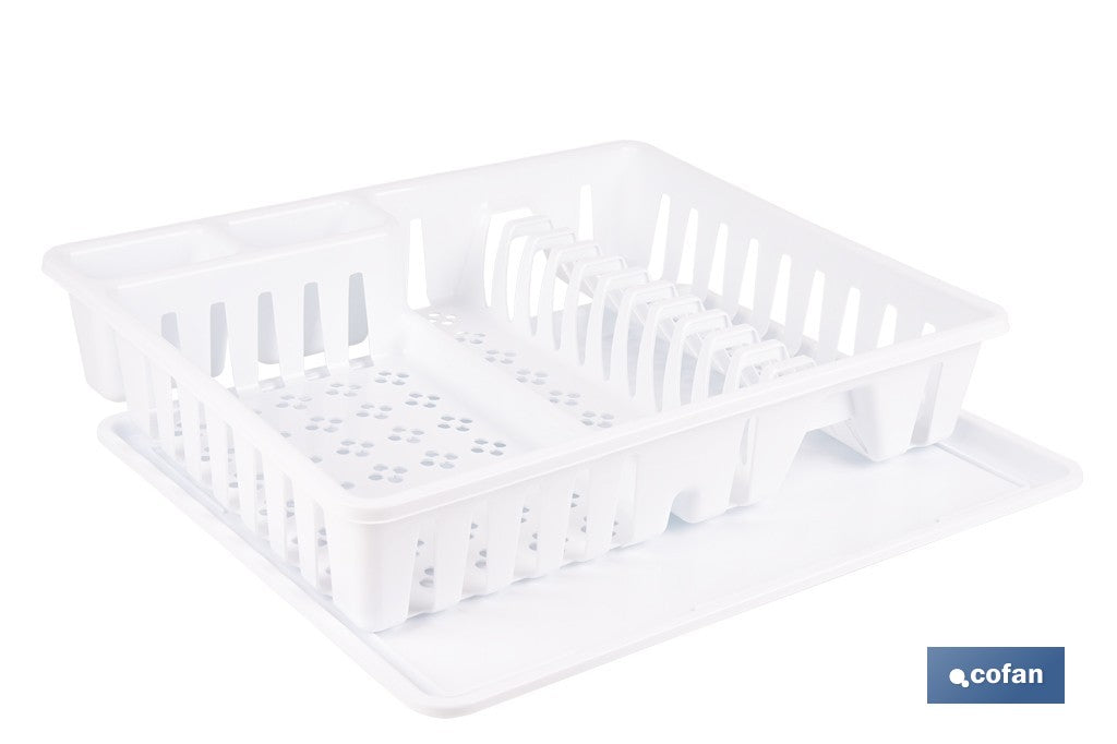 Cofan – Escurreplatos Blanco con Bandeja | Gran Capacidad | 48 x 38 x 9,5 cm