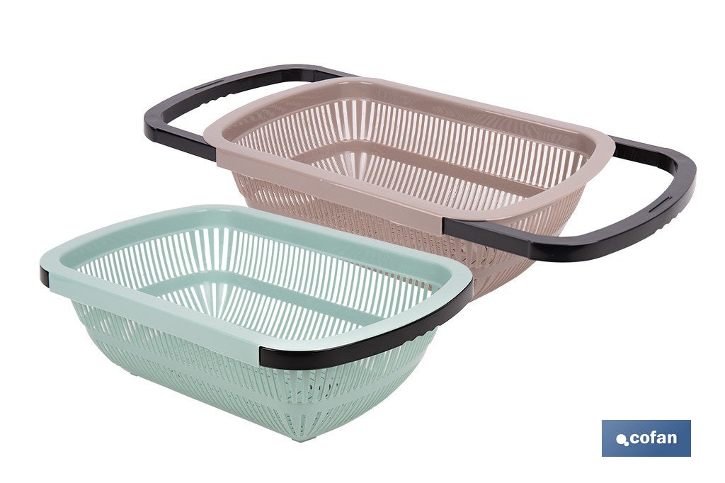 Cofan - Escurridor rectangular extensible para fregadero | Lava y escurre alimentos