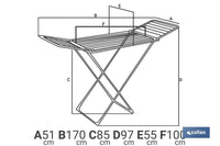 Cofan – Tendedero de Suelo de Aluminio con Alas Plegables y Ruedas | 18 m de Tendido | Ligero y Resistente