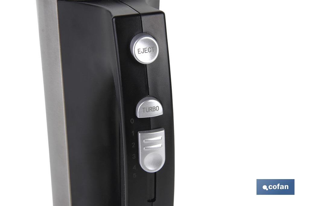 Cofan – Batidora de Varillas Maneli 350W | 5 Velocidades + Turbo | Acero Inox Cepillado | Ideal para Repostería