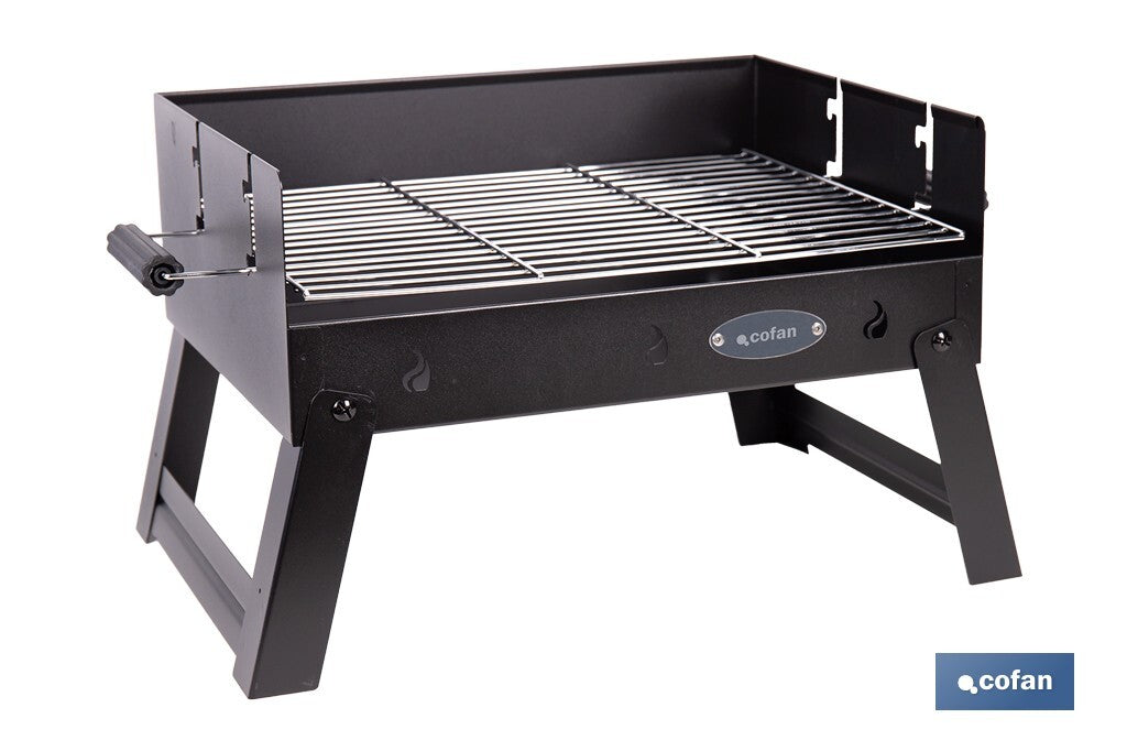 Cofan - Barbacoa de Carbón Portátil Plegable con Parrilla Cromada y Asas Laterales