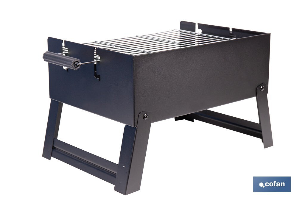 Cofan - Barbacoa de Carbón Portátil Plegable con Parrilla Cromada y Asas Laterales