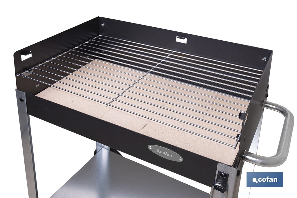 Cofan - Barbacoa de Carbón con Ruedas y Parrilla Regulable de Acero Cromado