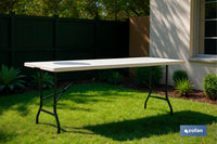 Cofan – Mesa Plegable Rectangular con Bloqueo de Seguridad | Color Blanco | 2 Tamaños Disponibles | Interior y Exterior
