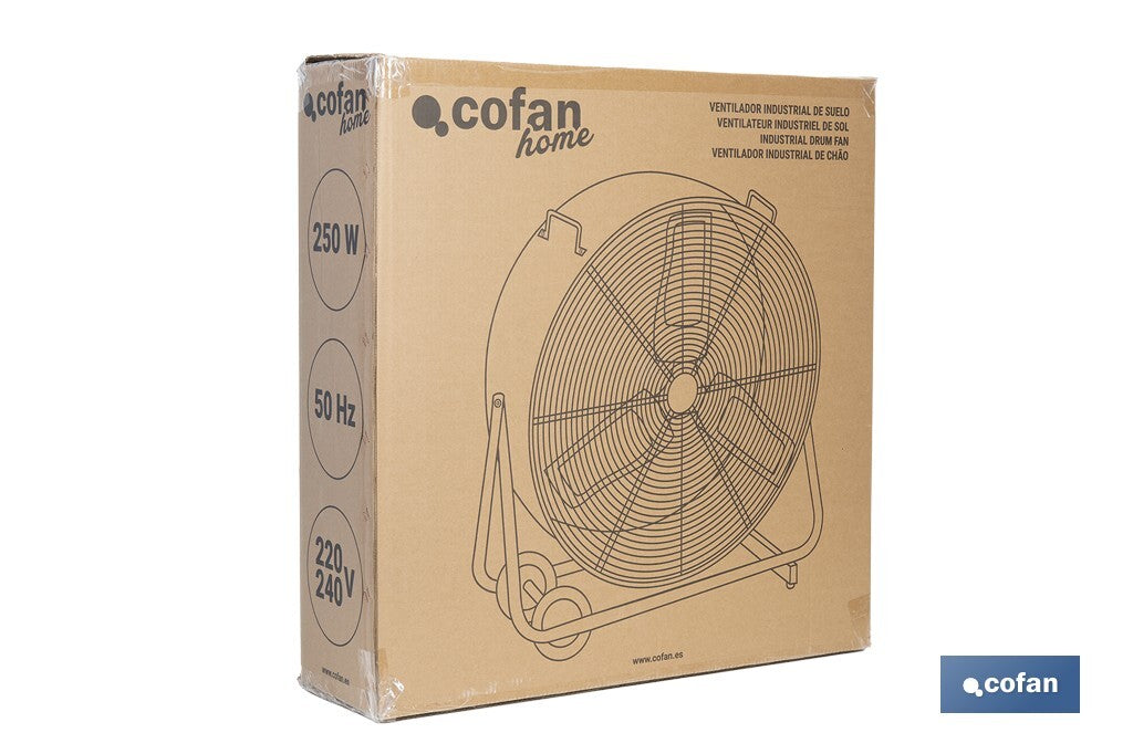 Cofan – Ventilador Industrial de Suelo con 3 Velocidades y Potencia de 250W