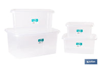 Cofan – Pack de 4 Cajas de Almacenaje Transparentes con Tapa | 4, 8, 15 y 26 Litros