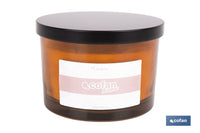 Cofan – Vela Aromática Cookie con 3 Mechas | Cera de Soja Natural | Aroma Canela Napolitana | Vaso Decorativo Ámbar | Duración 35h