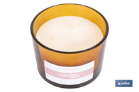 Cofan – Vela Aromática Cookie con 3 Mechas | Cera de Soja Natural | Aroma Canela Napolitana | Vaso Decorativo Ámbar | Duración 35h