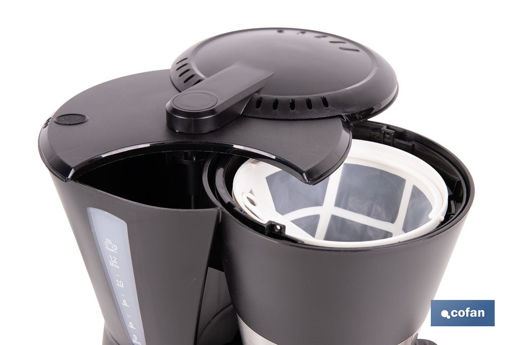 Cofan – Cafetera Eléctrica de Goteo 800 W | Jarra Termo 1,2 L | 12 Tazas | Filtro Permanente