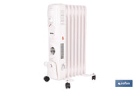Cofan – Radiador de Aceite con Termostato y Ventilador | 1500 W + 400 W | 7 Elementos | 3 Niveles de Potencia